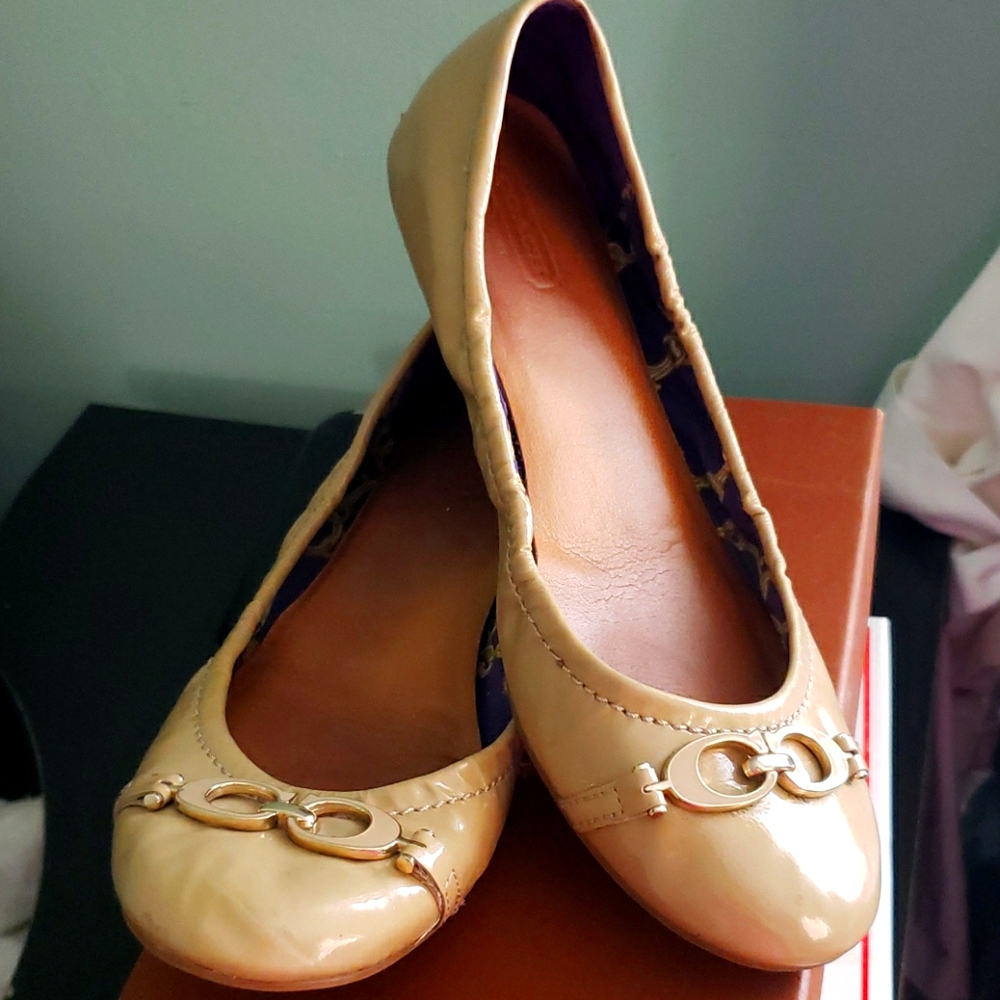 Coach Carlita Tan Flats Size 8.5